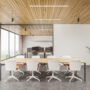 Panoramic white meeting room interior